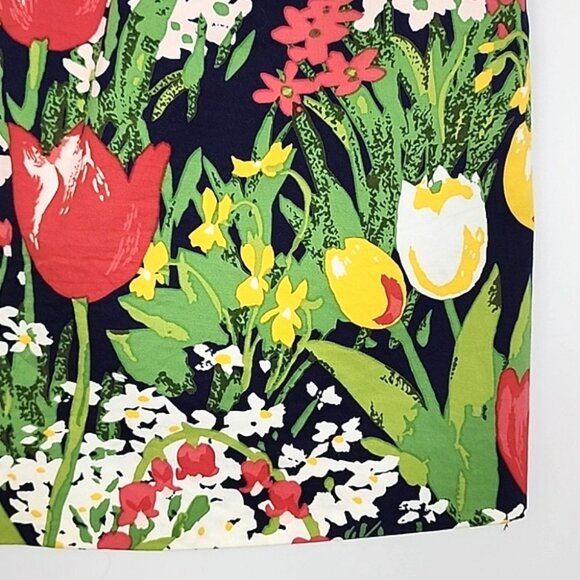 Tory Burch Skirt Multi Color Tulip Print Lined Mini Skirt Front Pockets Size 8 - Picture 8 of 16